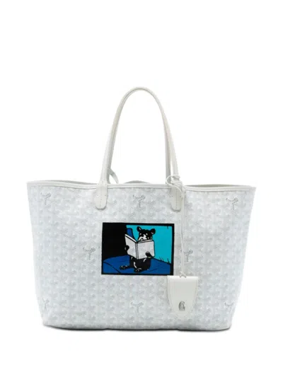 Pre-owned Goyard 2021 Ine French Bulldog Saint Louis Pm Tote Bag In White