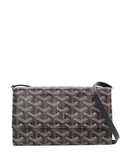 Pre-owned Goyard 2021 Ine Varenne Continental Wallet On Strap Crossbody Bag In Black