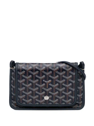 Pre-owned Goyard 2022 Ine Plumet Pocket Wallet Crossbody Bag In Blue