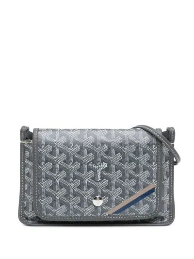 Pre-owned Goyard 2022 Ine Plumet Pocket Wallet Crossbody Bag In Grey