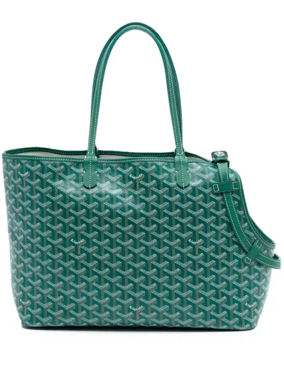 Pre-owned Goyard 2023 Ine Chien Gris Pet Carrier Travel Bag In Green
