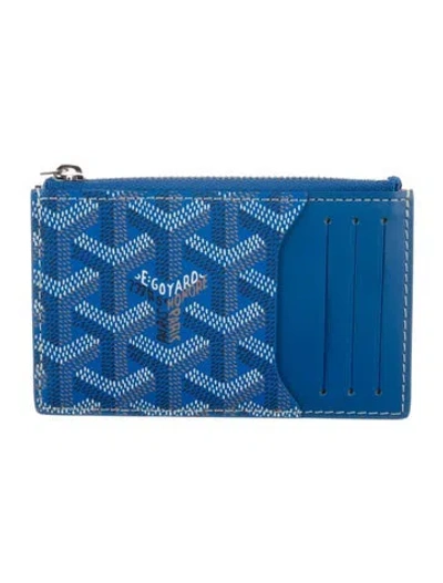 Pre-owned Goyard 2025 Bourbon Card Holder In Blue
