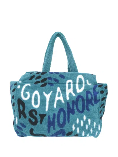 Pre-owned Goyard 2025 Terry Eponge Tote Bag In Blue