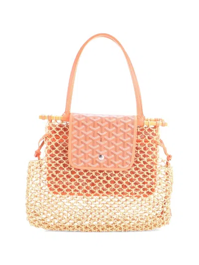 Pre-owned Goyard Aligre Bag Raffia Net With Coated Canvas Tote Bag In Neutral