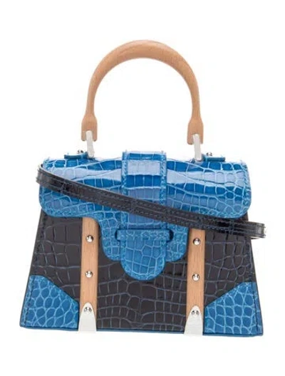 Pre-owned Goyard Alligator Tri-color Crocodile Saigon Nano In Blue