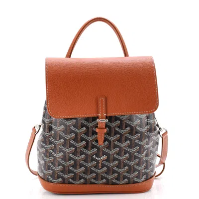 Pre-owned Goyard Alpin Backpack Coated Canvas Mini In Brown