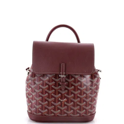 Pre-owned Goyard Alpin Backpack Coated Canvas Mini In Red
