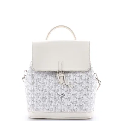 Pre-owned Goyard Alpin Backpack Coated Canvas Mini In White