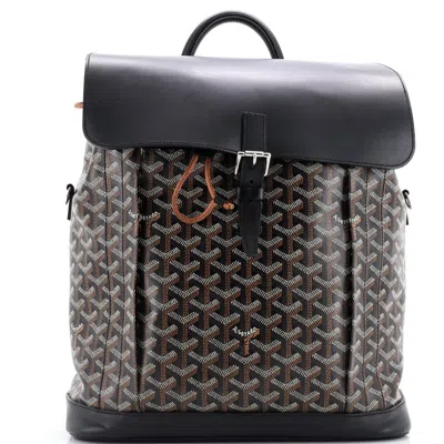 Pre-owned Goyard Alpin Backpack Coated Canvas Mm In Black