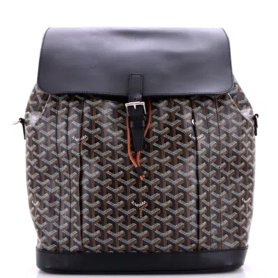 Pre-owned Goyard Alpin Backpack Coated Canvas Mm In Black