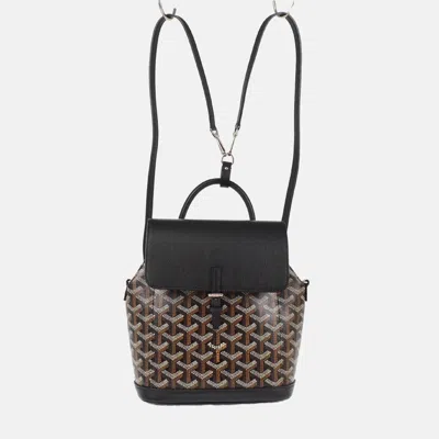 Pre-owned Goyard Alpin Mini Backpack Black/brown Canvas Leather