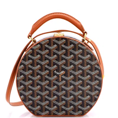 Pre-owned Goyard Alto Hatbox Bag Coated Canvas In Brown