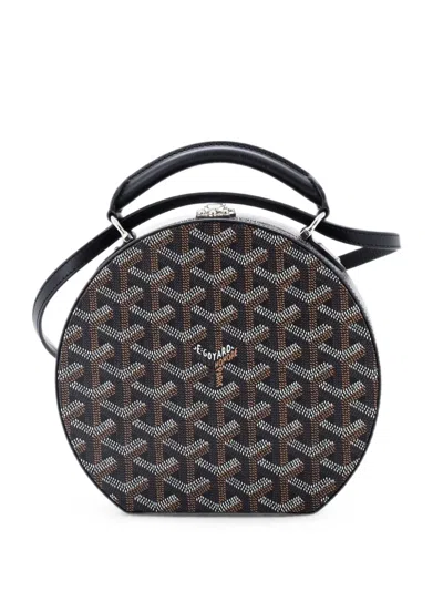 Pre-owned Goyard Alto Hatbox Bag Coated Canvas Satchel In 黑色