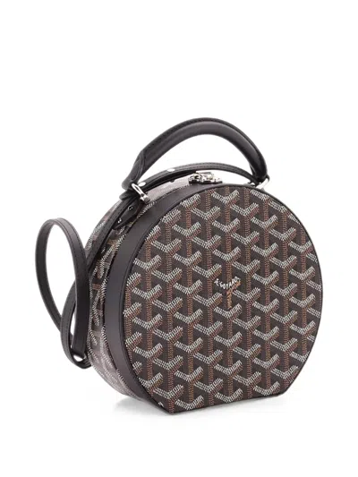 Pre-owned Goyard Alto Hatbox Bag Coated Canvas Satchel In 黑色