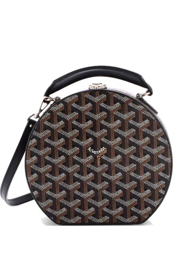 Pre-owned Goyard Alto Hatbox Bag Coated Canvas Satchel In Black