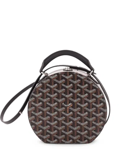 Pre-owned Goyard Alto Hatbox Bag Coated Canvas Satchel In Black