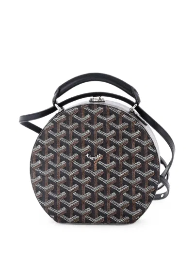 Pre-owned Goyard Alto Hatbox Bag Coated Canvas Satchel In Black