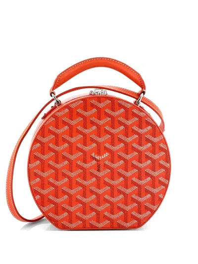 Pre-owned Goyard Alto Hatbox Bag Coated Canvas Satchel In Orange