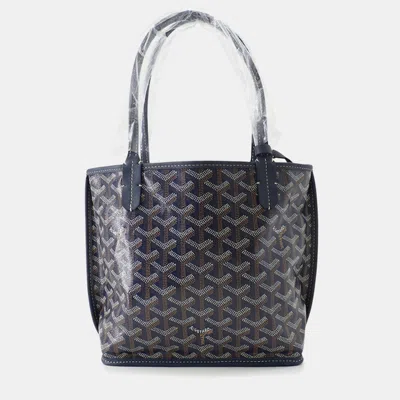 Pre-owned Goyard Ange Pouch Navy Pvc Leather Size Mini In Blue
