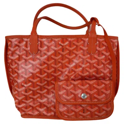 Pre-owned Goyard Anjou Mini Tote Orange Canvas And Leather, 2018