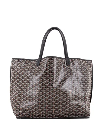 Pre-owned Goyard Anjou Reversible Coated Canvas Gm Tote Bag In Black