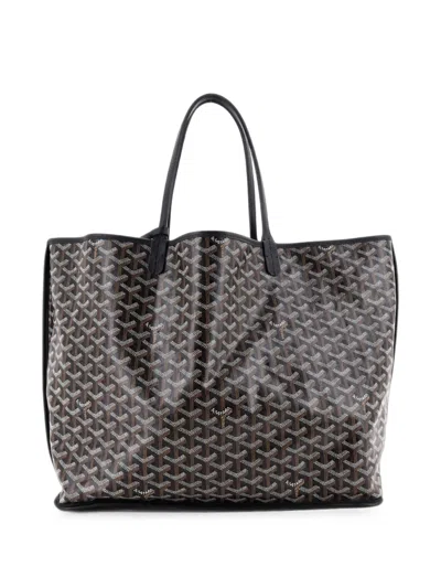 Pre-owned Goyard Anjou Reversible Coated Canvas Gm Tote Bag In Black