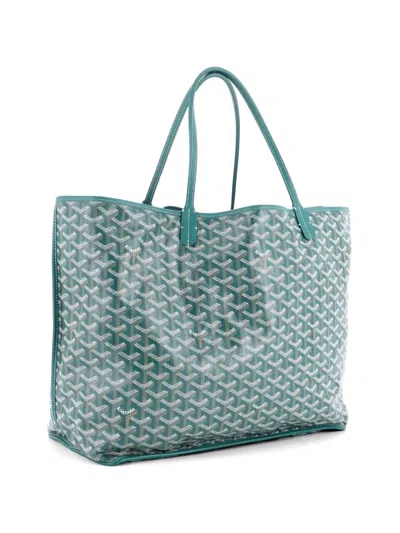Pre-owned Goyard Anjou Reversible Coated Canvas Gm Tote Bag In Green
