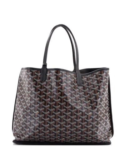 Pre-owned Goyard Anjou Reversible Coated Canvas Pm Tote Bag In Black