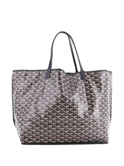 Pre-owned Goyard Anjou Reversible Coated Canvas Pm Tote Bag In Black