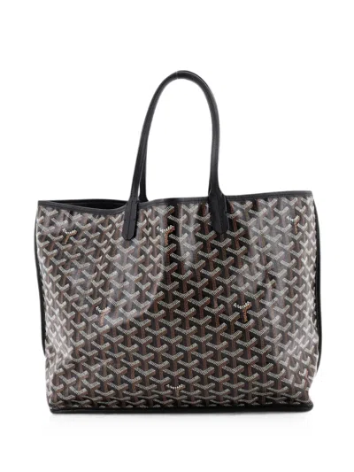 Pre-owned Goyard Anjou Reversible Coated Canvas Pm Tote Bag In Black