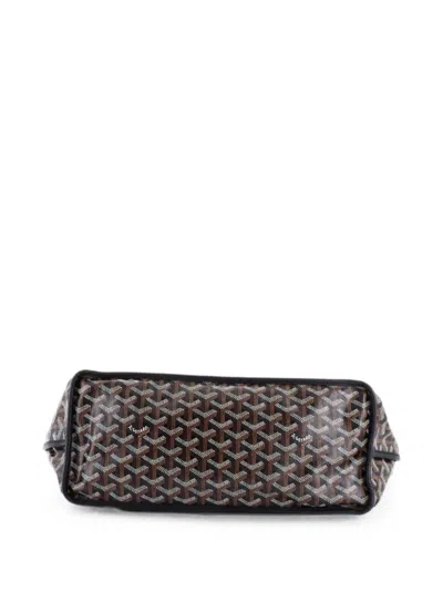 Pre-owned Goyard Anjou Reversible Coated Canvas Pm Tote Bag In Black
