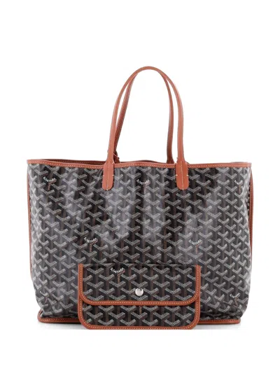 Pre-owned Goyard Anjou Reversible Coated Canvas Pm Tote Bag In Brown