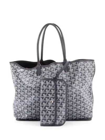 Pre-owned Goyard Anjou Reversible Coated Canvas Pm Tote Bag In Gray