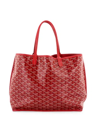 Pre-owned Goyard Anjou Reversible Coated Canvas Pm Tote Bag In Red