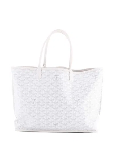 Pre-owned Goyard Anjou Reversible Coated Canvas Pm Tote Bag In White