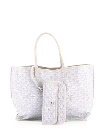 Pre-owned Goyard Anjou Reversible Coated Canvas Pm Tote Bag In White