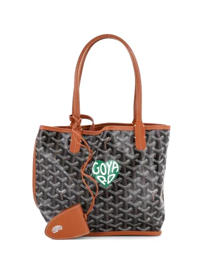 Pre-owned Goyard Anjou Reversible Printed Coated Canvas Mini Tote Bag In Brown