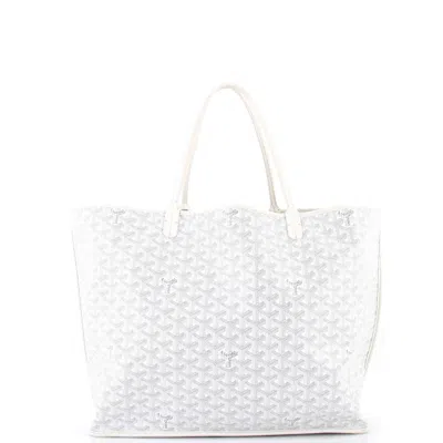 Pre-owned Goyard Anjou Reversible Tote Coated Canvas Gm In White