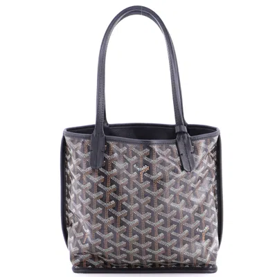 Pre-owned Goyard Anjou Reversible Tote Coated Canvas Mini In Blue