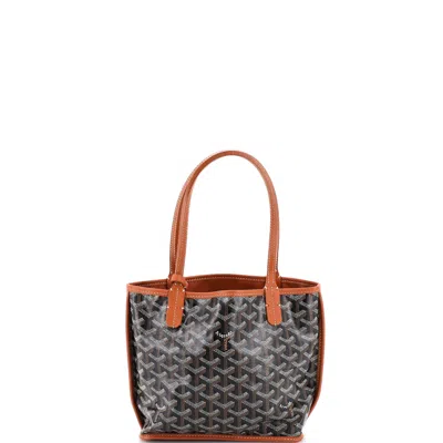 Pre-owned Goyard Anjou Reversible Tote Coated Canvas Mini In Brown