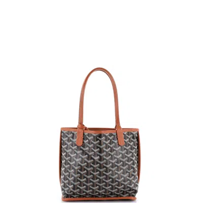 Pre-owned Goyard Anjou Reversible Tote Coated Canvas Mini In Brown