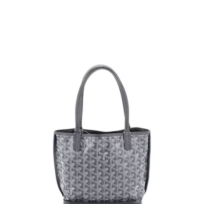 Pre-owned Goyard Anjou Reversible Tote Coated Canvas Mini In Gray