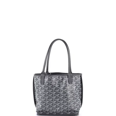 Pre-owned Goyard Anjou Reversible Tote Coated Canvas Mini In Gray