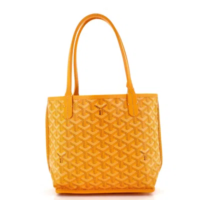 Pre-owned Goyard Anjou Reversible Tote Coated Canvas Mini In Orange