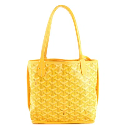 Pre-owned Goyard Anjou Reversible Tote Coated Canvas Mini In Orange