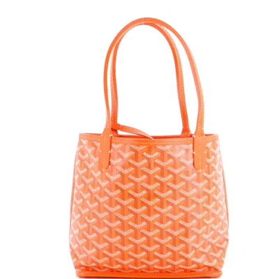 Pre-owned Goyard Anjou Reversible Tote Coated Canvas Mini In Orange