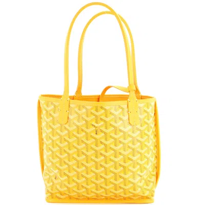 Pre-owned Goyard Anjou Reversible Tote Coated Canvas Mini In Orange