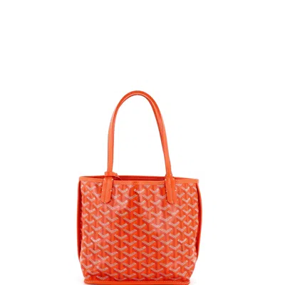Pre-owned Goyard Anjou Reversible Tote Coated Canvas Mini In Orange