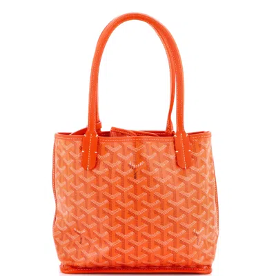 Pre-owned Goyard Anjou Reversible Tote Coated Canvas Mini In Orange