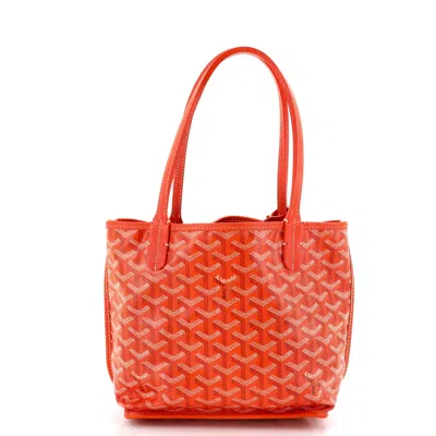 Pre-owned Goyard Anjou Reversible Tote Coated Canvas Mini In Orange